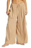 Billabong Beach Babe Wide Leg Cargo Pants In Khaki