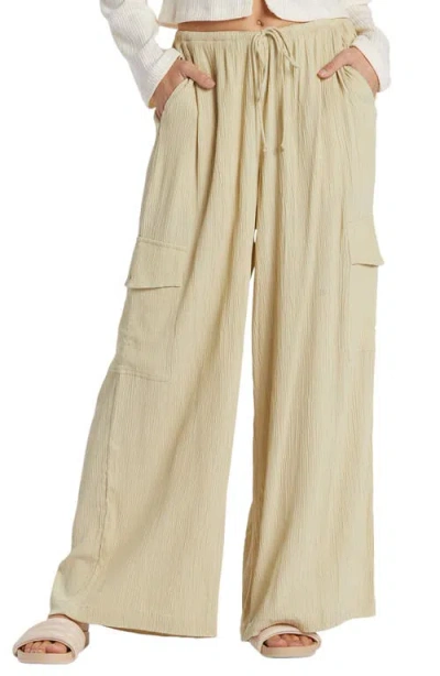 Billabong Beach Babe Wide Leg Cargo Pants In Wasabi