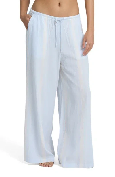 Billabong Beach Bound Crinkle Wide Leg Pants In Blue