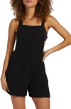 Billabong Beach Crush Cotton Gauze Cover-up Romper In Black Sands