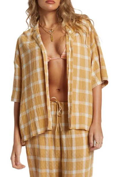 Billabong Beach Side Plaid Camp Shirt In Hemp 2