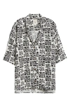 Billabong Beach Side Print Oversize Camp Shirt In Black Sand