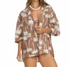 Billabong Beach Side Print Oversize Camp Shirt In Brown