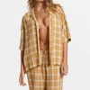 Shop Billabong Beach Side Short Sleeve Oversized Shirt In Hemp 2 In Multi