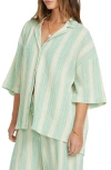 Billabong Beachside Stripe Short Sleeve Button-up Shirt In Islands Green