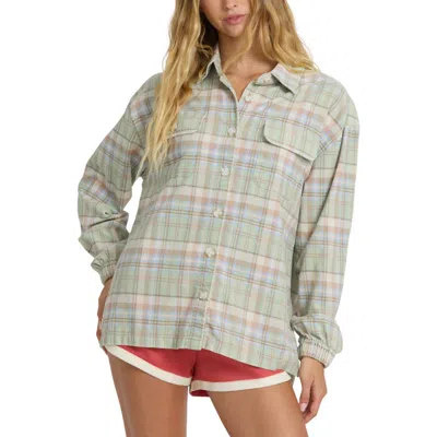 Billabong Bear Trap Long Sleeved Cotton Corduroy Shirt In Crystal Green