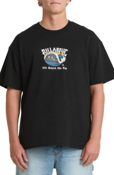 Billabong Behind The Lip Og Loose Fit Short Sleeve Performance Rashguard In Black