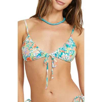 Billabong Bella Costa Cara Tie Front Bikini Top In Blue