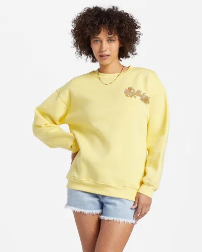 Billabong Best Of Times Sweatshirt Women's Yellow Crew Neck Pullover Gbo56