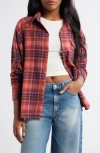 Billabong Best Time Oversize Plaid Cotton Flannel Shirt In Choc Chip
