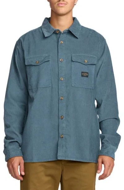 Billabong Bong Days Cotton Corduroy Button-up Shirt In Blue
