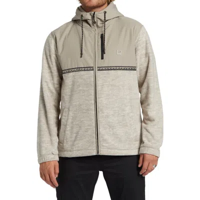 Billabong Boundary Lite Front Zip Fleece Hoodie In Oatmeal Heather