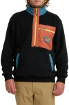 Billabong Boundary Peak Colorblock Fleece Zip-up Jacket In Black