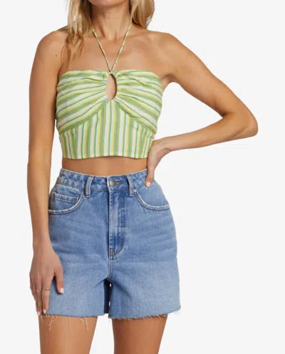 Billabong Bright Side Halter Top In Palm Green In Multi