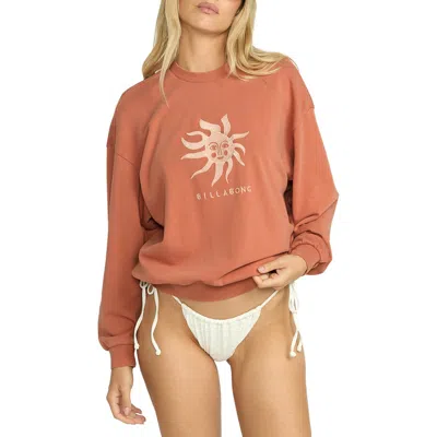 Billabong Bright Sun Kendal Embroidered Crewneck Sweatshirt In Brown