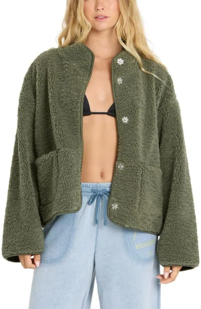 Billabong Camper Reversible High-pile Fleece Jacket In Green