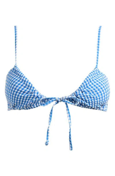Billabong Cara Wave Check Bralette Bikini Top In Blue
