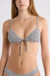 Billabong Cara Wave Check Tie Front Bikini Top In Black