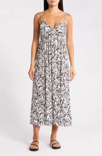 Billabong Carefree Midi Dress In Black Palms
