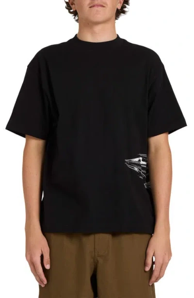 Billabong Chrome Diamond Logo Cotton Graphic T-shirt In Black