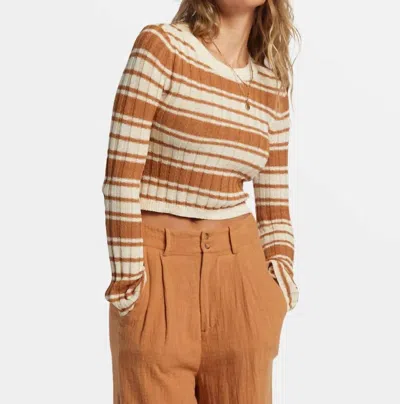 Billabong Clare Crewneck Sweater In Cream/camel Striped In Brown