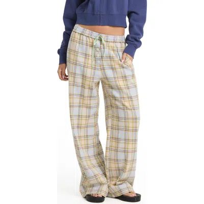 Billabong Coastal Breeze Flannel Wide Leg Pants In Multi
