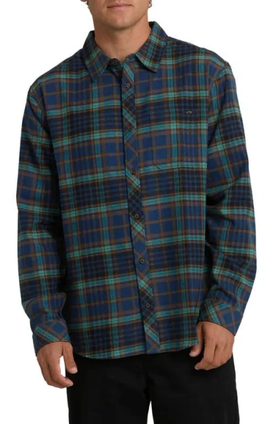 Billabong Coastline Cotton Flannel Button-up Shirt In Blue