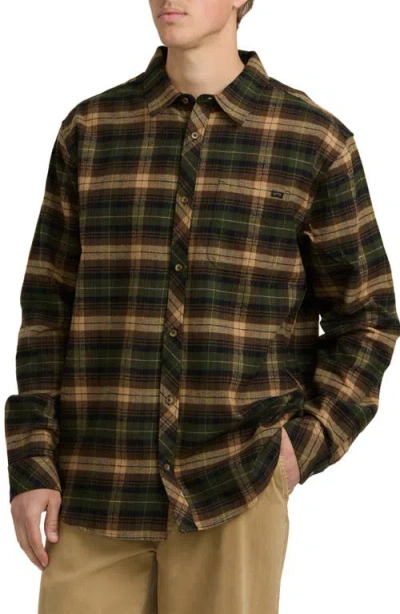 Billabong Coastline Cotton Flannel Button-up Shirt In Green