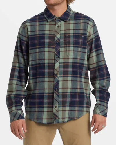Billabong Coastline Flannel Shirt In Fern In Multi