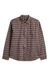 Billabong Coastline Plaid Cotton Flannel Button-up Shirt In Dusty Blue