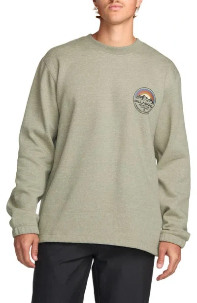 Billabong Compass Crewneck Fleece Graphic Sweatshirt In Green