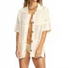 Billabong Cool Down Open Stitch Short Sleeve Cotton Cardigan In White
