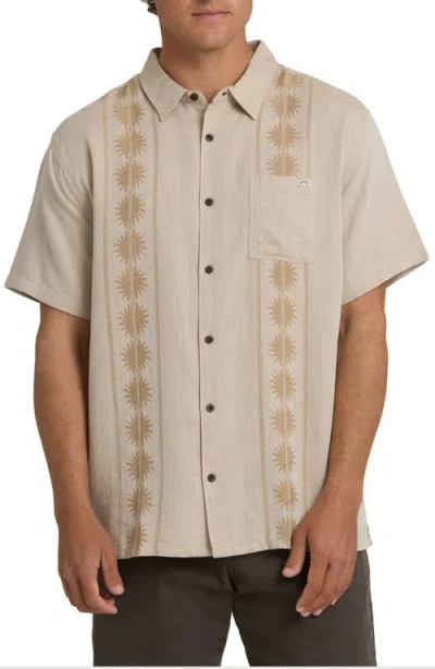 Billabong Cordoba Floral Short Sleeve Linen Blend Button-up Shirt In Neutral