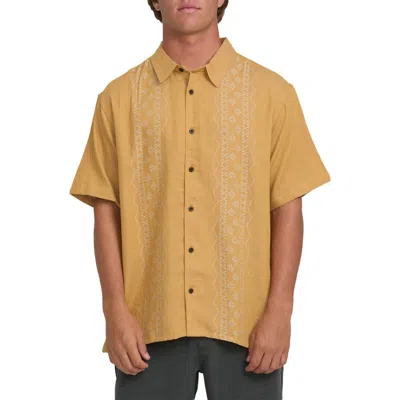 Billabong Cordoba Regular Fit Hibiscus Short Sleeve Knit Button-up Shirt In Neutral