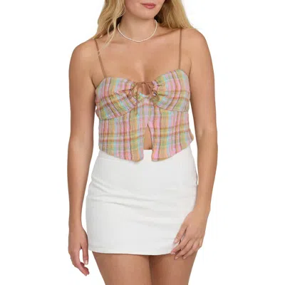 Billabong Crinkled Check Split Front Camisole In Multi