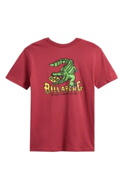 Billabong Kids'  Croc Short Sleeve Graphic T-shirt In Ruby
