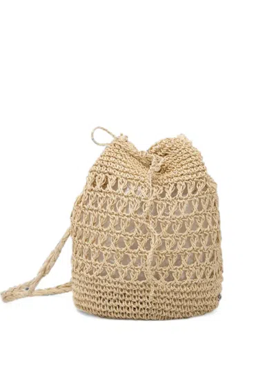 Billabong Crochet-knit Drawstring Shoulder Bag In Nude