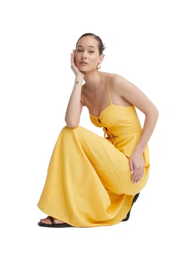 Billabong Cut-out Ruched Dress In Yellow