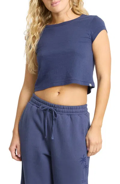 Billabong Daily Cotton Jersey Crop T-shirt In Blue