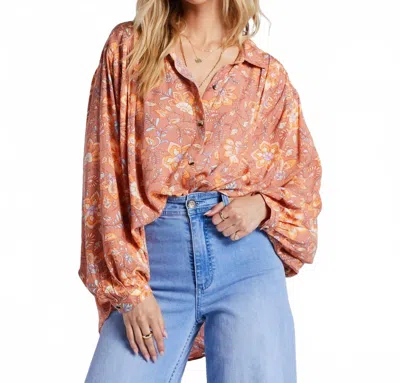 Billabong Day After Day Oversized Button-down Shirt In Orange In Pink