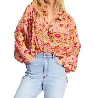 Billabong Day After Day Oversized Top In Pink Multi
