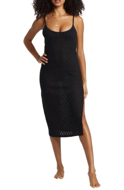 Billabong Day Dream Semisheer Cover-up Dress In Black Pebble