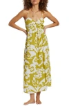 Billabong Daybreak Floral Midi Sundress In Moss Joy