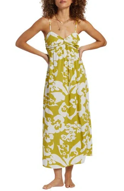 Billabong Daybreak Floral Midi Sundress In Moss Joy