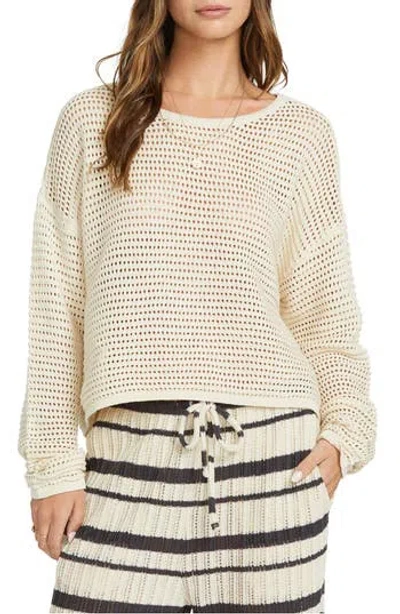 Billabong Daybreak Openwork Cotton Sweater In Neutral