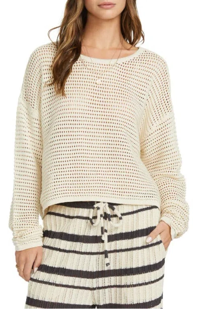 Billabong Daybreak Openwork Cotton Sweater In Whitecap
