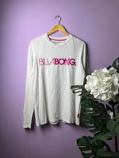 Pre-owned Billabong Distressed  Long Sleeve Tees In White