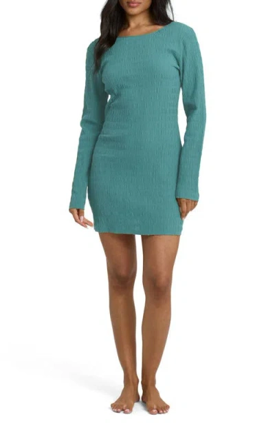 Billabong Dream Life Long Sleeve Minidress In Green