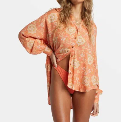Billabong Dream Space Blouse Long Sleeve Shirt In Sweet Papaya