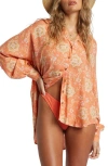 Billabong Dream Space Blouse Long Sleeve Shirt In Sweet Papaya In Sweet Papaya